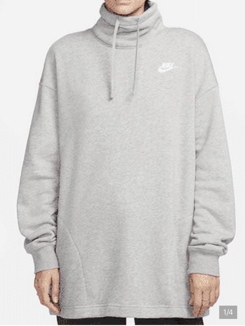 Nike Light Gray Funnel Neck Pullover Hoodie